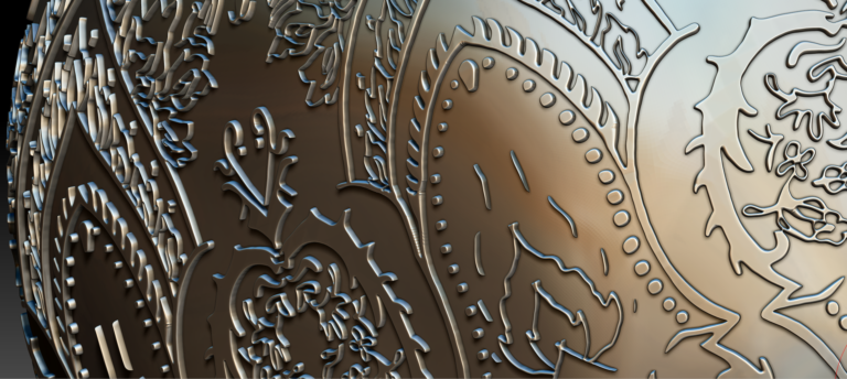 Application de motifs décoratifs sur un modèle de masque en 3D